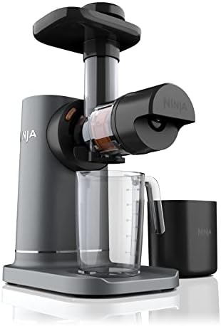 Ninja JC151 NeverClog Cold Press Juicer, Powerful Slow Juicer with Ninja JC151 NeverClog Cold Press Juicer, Powerful Slow Juicer with Total Pulp Control, Countertop, Electric, 2 Pulp Functions, Dishwasher Safe, 2nd Generation, Charcoal (Renewed)